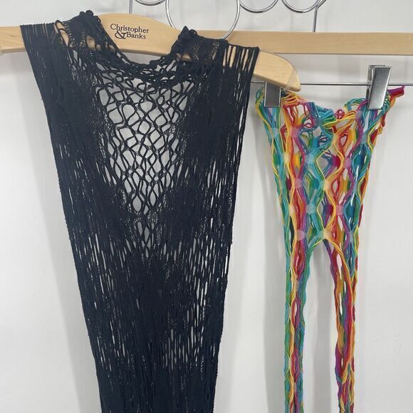 Crochet‎ Black Dress And Crochet Rainbow Pants #9Y - Picture 4 of 5